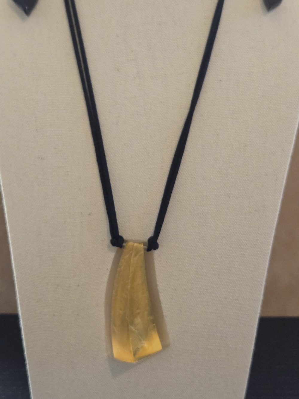 Zsiska Gold-Tone Faceted Resin Pendant Necklace on Black Cord